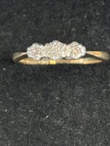 9ct Gold trilogy ring set with diamonds Size O 2.3