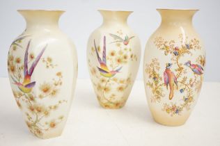 3x Crown ducal vases