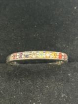 Silver ring set with multi coloured gem stones