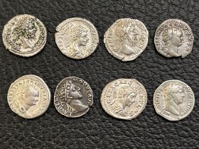 8 Roman silver coins