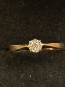 9ct Gold ring set with solitaire diamond Weight 2g