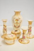 Collection of blush ivory pottery to include crown