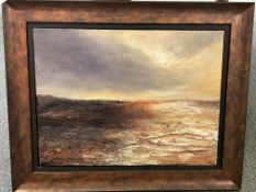 Oil on canvas Impasto titled horizon, initialed EL