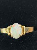 9ct Gold ring set with opal Size O 2.6g
