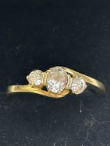 9ct Gold ring set with 3 stones Size R 2.9g