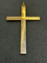 9ct Gold cross pendant Weight 12.4g 7.5 cm