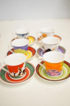6 Wedgwood Clarice Cliff cups & saucers limited ed