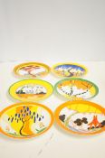 6 Wedgwood Clarice Cliff plates