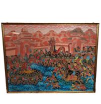 Asian art - Dragon festival with many characters s