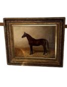 Early 20th century oil on canvas race horse 'Golde