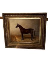 Early 20th century oil on canvas race horse 'Golde