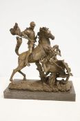 Bronze St George & dragon signed