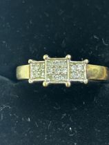 9ct Gold ring set with 0.10 carat diamond Size K
