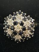 9ct Gold cluster ing set with diamonds & sapphires