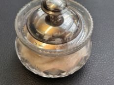 Cut glass & silver top lid