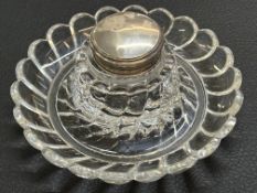 Silver topped baccarat inkwell