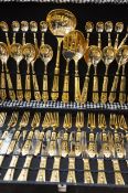 Complete gold plated flatware set