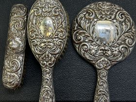 Silver brush & mirror set