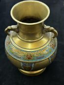 Brass cloisonne oriental vase