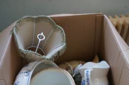 Box of ceramics to include large water jug & bowl