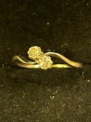 White metal ring tested for high carat gold set wi