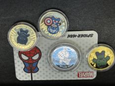 4x Collectable marvel coins the Hulk, captain Amer