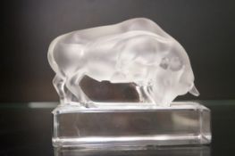 Lalique frosted glass model of a bull