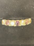 9ct Gold ring set with gem stones 2.2g Size P