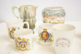Commemorative mugs, sylvac jug & other