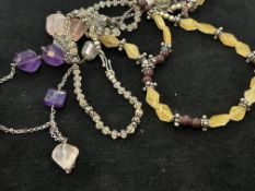 3 Silver & agate necklaces