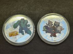 2 Marvel collectable coins - The Hulk & Guardians