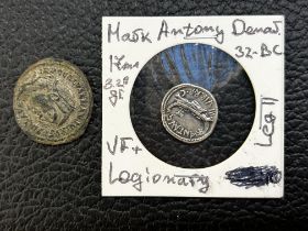 Maximus Daia 312AD Roman coin together with a Anta