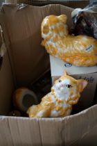 Box of to include ceramic cats