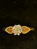 9ct Gold ring set with diamond Weight 2.4g Size O