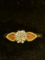 9ct Gold ring set with diamond Weight 2.4g Size O