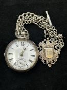 Silver pocket watch & double Albert