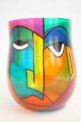 Art glass vase in the style of picasso, signed to