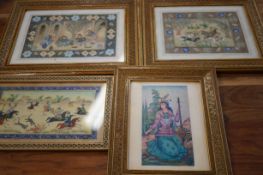 4x Indian panelled paintings