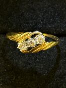 9ct Gold set with 3 cz stones Size S 1.6g