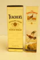 Bottle of Teachers whisky 1litre & bottle of famou