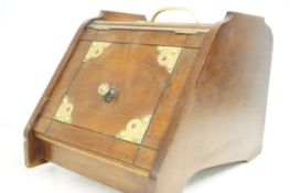 Wooden brass coal scuttle