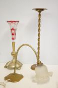 Brass angle poise lamp, brass ashtray & brass/glass