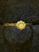 9ct Gold ring set with diamond solitaire Size K 1.