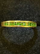 9ct Gold ring set with 9 emeralds Size Q 1.7g