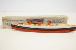 Chad Valley model of RMS Queen mary with box