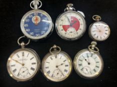 6 Pockets watches - some with silver cases
