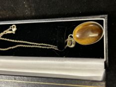 Boxed silver tigers eye necklace