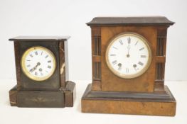 Belgium slate mantle clock & wooden London clock -