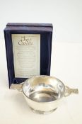 Silver plated quaich with box