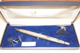 Sterling silver ball point pen & matching cufflink